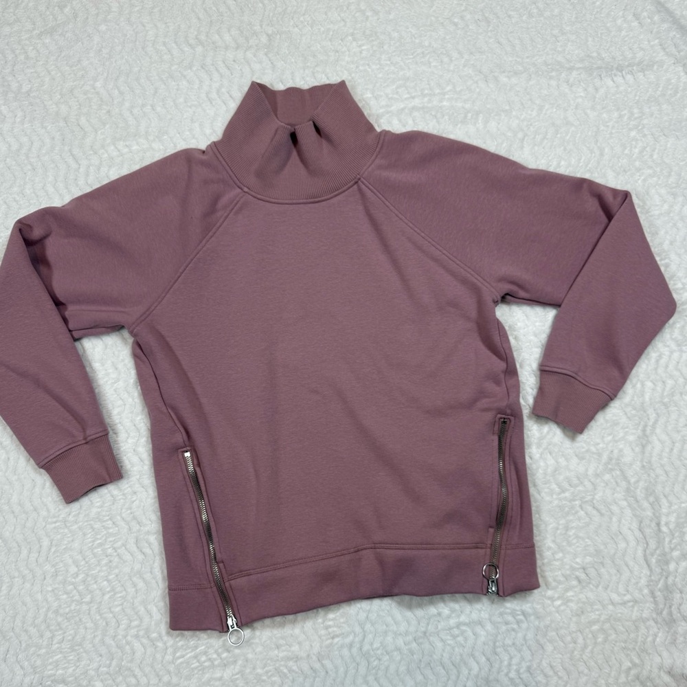 Athleta Mauve Zip-Hem Funnel Neck Sweatshirt
